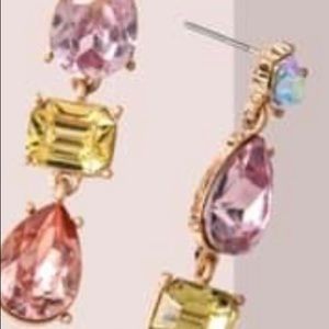PlunderDesign multi color rhinestones set in gold earrings